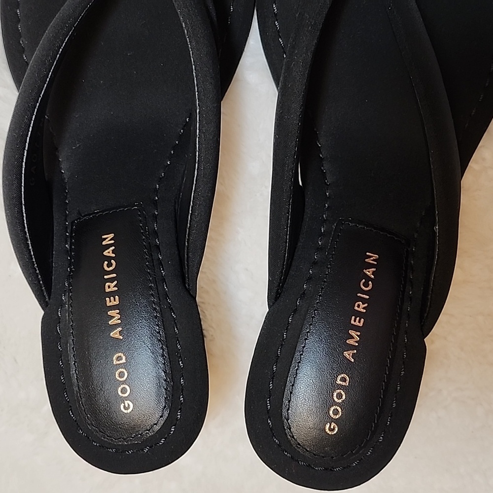 Good American Heels Womens Sz 6.5 Black Clear Wedge Cinderella Shoes - Picture 8 of 16